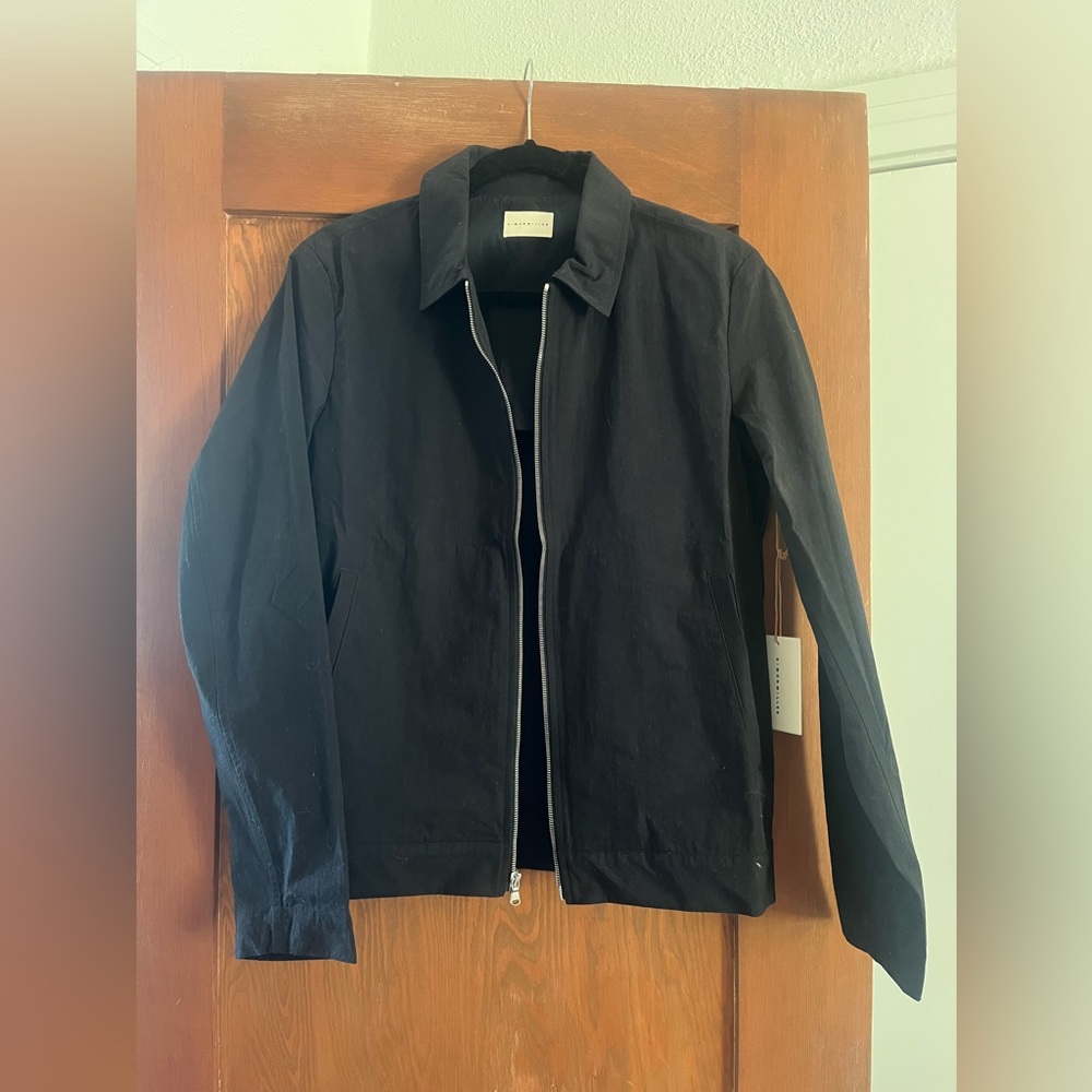 SIMON MILLER Black Cotton Nylon Work Shirt/Shirt Jacket with Pockets and Zipper
